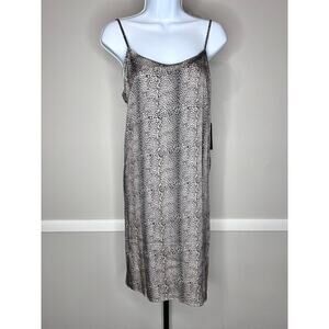 ☀️Chaser NWT Leopard Print Slip Dress Midi Spaghetti Strap Neutral Size Small